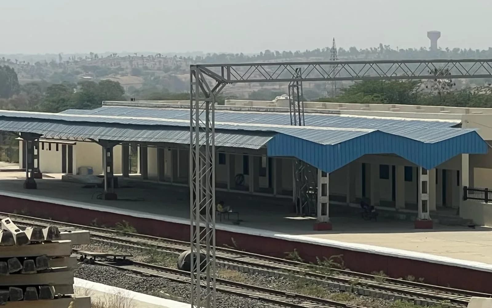 Railway yard and platform development works along the Dahod-Indore line.